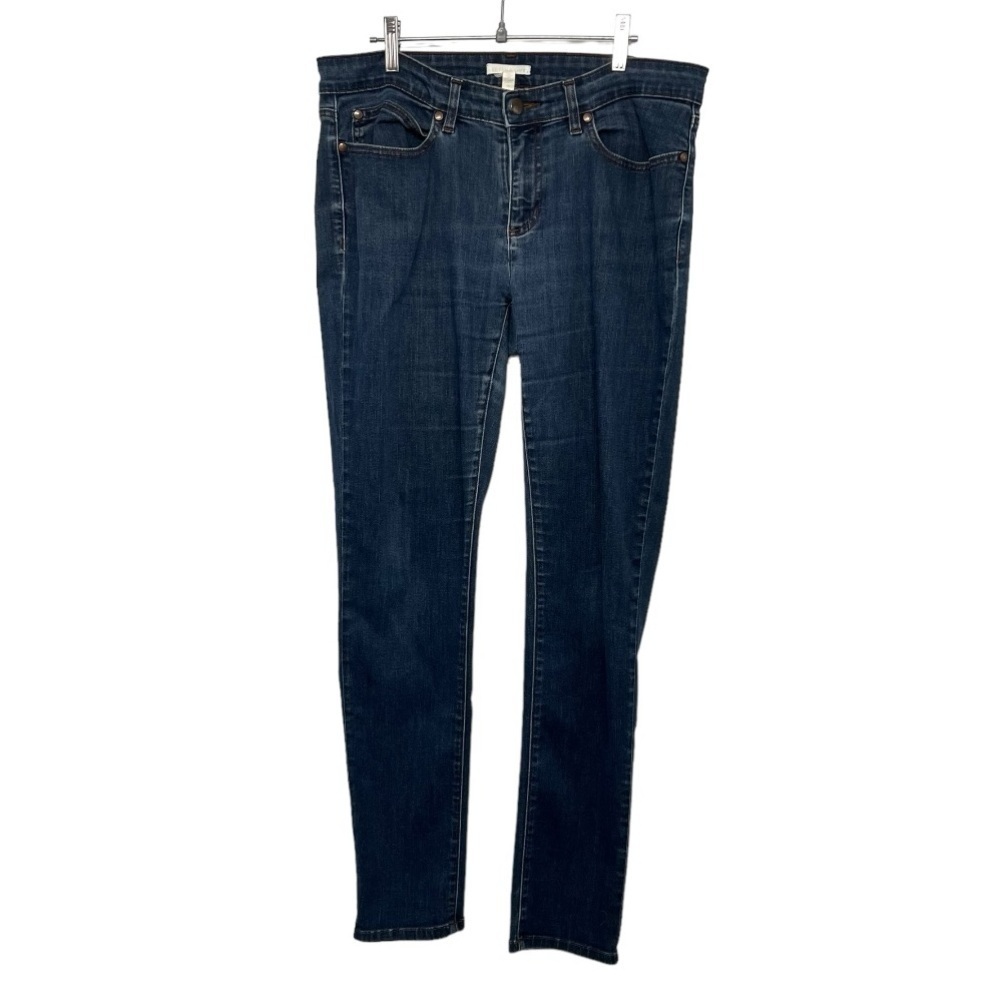 Eileen Fisher Mid Rise Dark Wash Stretch Denim Classic Skinny Jeans Women’s 10 - Picture 3 of 13